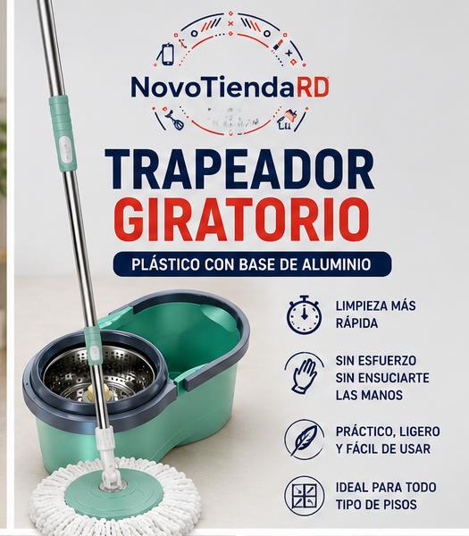 ¡Adiós al dolor de espalda y al trapeador viejo! Trapeador Giratorio de Aluminio – Limpieza Rápida y sin Esfuerzo