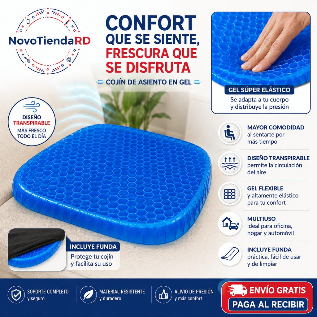 🪑🌬️ COJÍN DE ASIENTO EN GEL — CONFORT FRESCO PARA CADA DÍA.💙