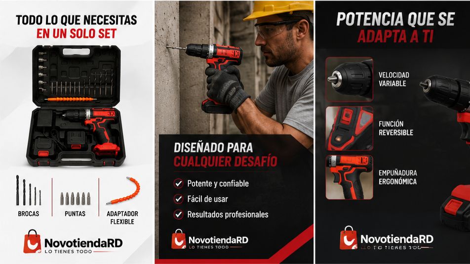 🔥 SET DE TALADRO 21V + 2 BATERÍAS | 26 PIEZAS 🔥