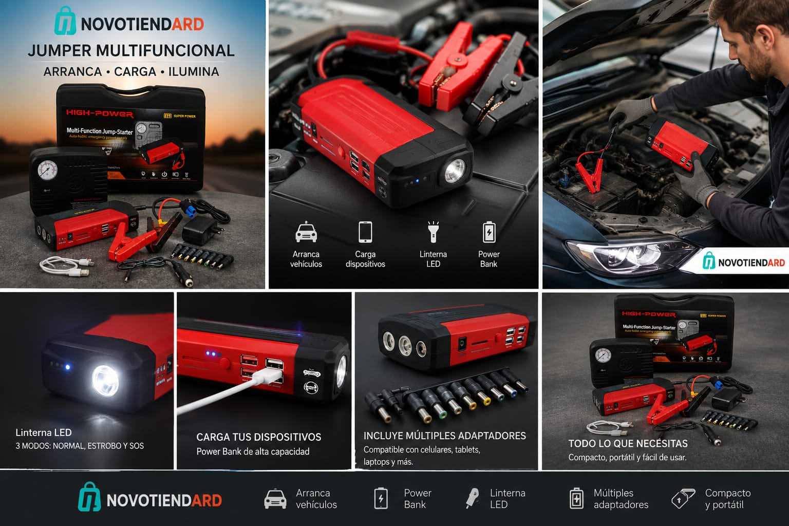 JUMPER DE BATERÍA + COMPRESOR MULTIFUNCIONAL – Nunca más te quedes varado en la carretera por solo RD$3,900.00!