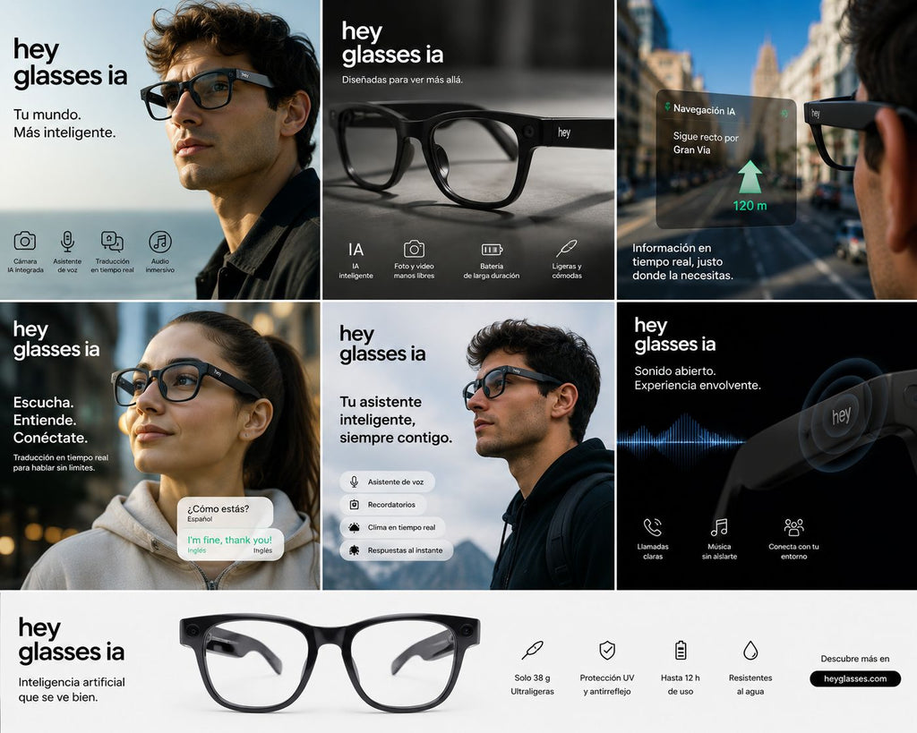 Traduce, graba y pregunta ✨ Gafas Inteligentes Hey Glasses