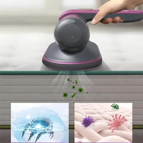 ! ASPIRADORA DE ACAROS MORADA. !! Aspiradora portátil con filtro HEPA que elimina ácaros, polvo y bacterias de colchones, sofás y textiles.
