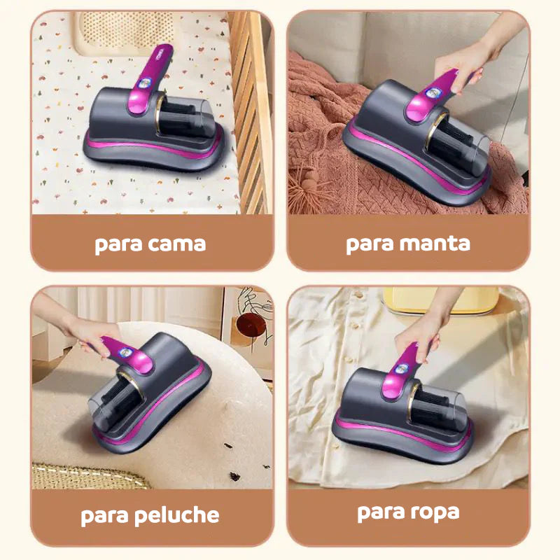 ! ASPIRADORA DE ACAROS MORADA. !! Aspiradora portátil con filtro HEPA que elimina ácaros, polvo y bacterias de colchones, sofás y textiles.