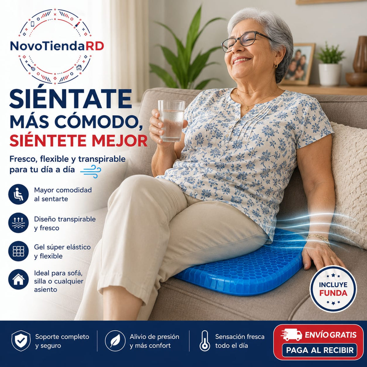 🪑🌬️ COJÍN DE ASIENTO EN GEL — CONFORT FRESCO PARA CADA DÍA.💙