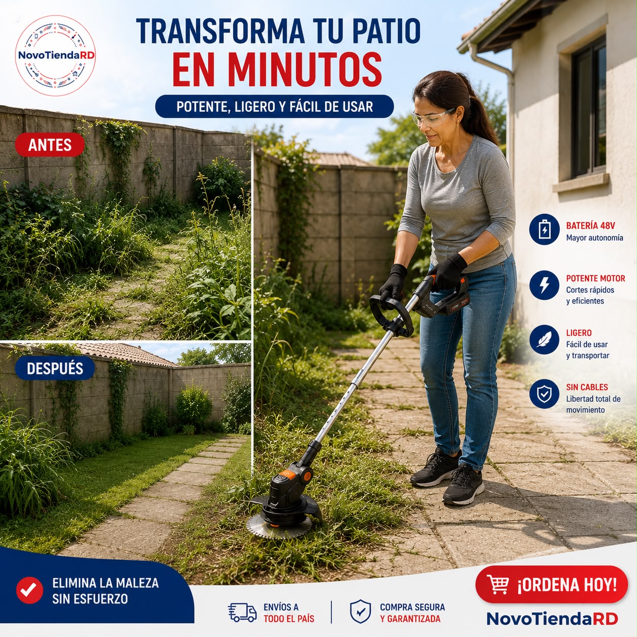CORTA CESPED ELECTRICO 2 🔋BATERIAS DE 48V 1 ⚙️ DISCO.