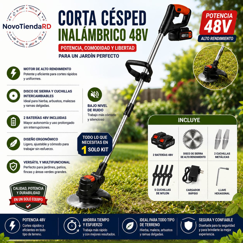 CORTA CESPED ELECTRICO 2 🔋BATERIAS DE 48V 1 ⚙️ DISCO.
