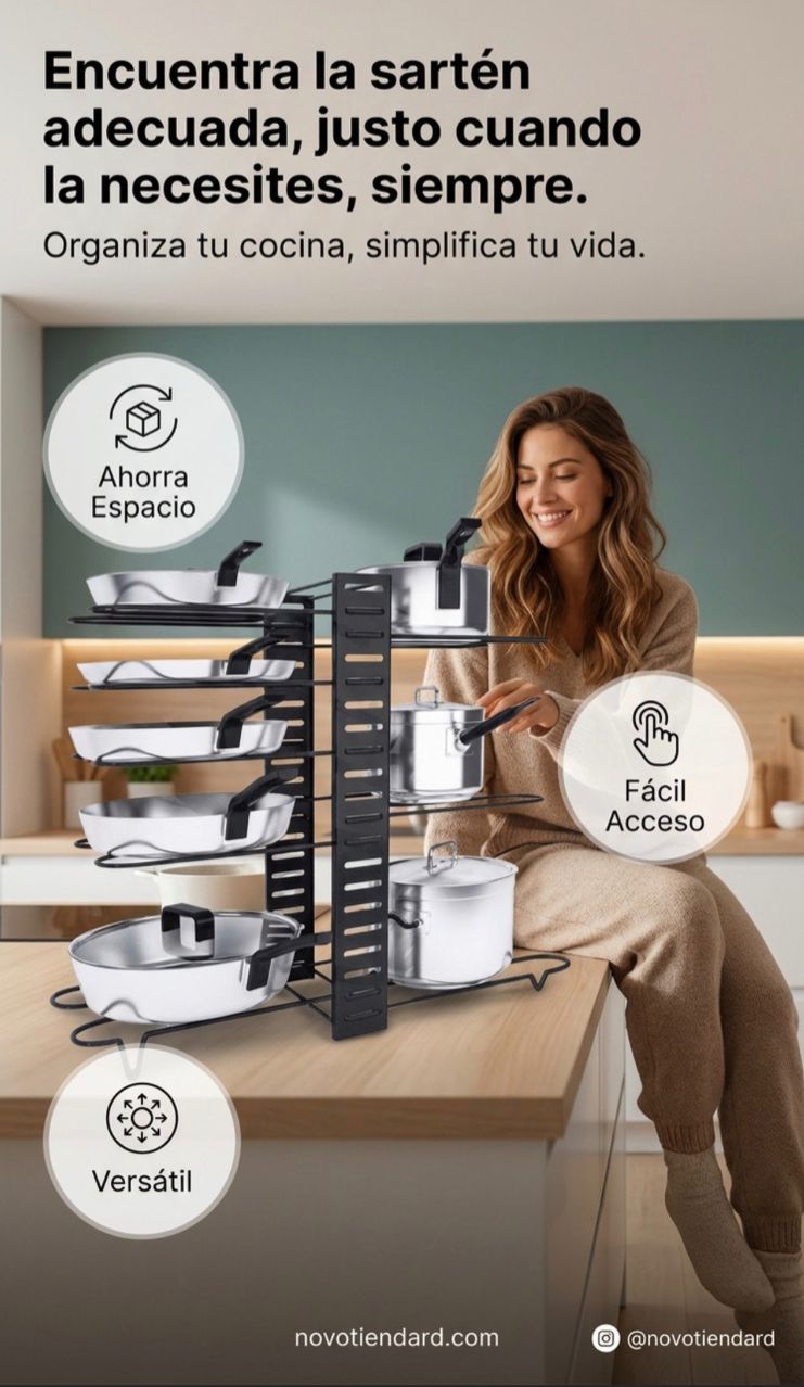 ESTANTE ORGANIZADOR DE OLLAS Y TAPAS NS-2   ¿Tu cocina siempre parece desordenada? por tantas ollas y tapas
